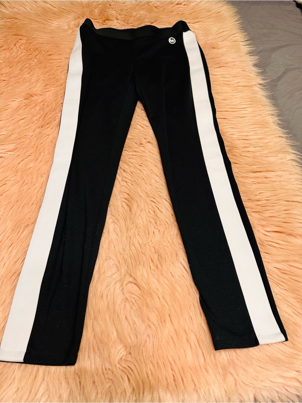 MICHAEL Michael Kors Black Leggings with White Side Stripes